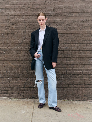 Oversized Classic Wool Blazer in Black
