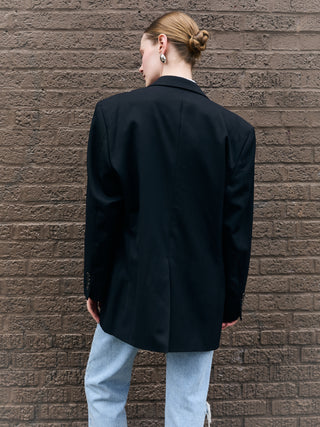 Oversized Classic Wool Blazer in Black