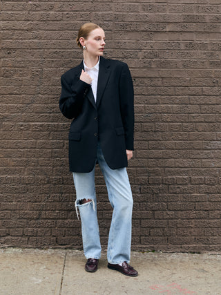 Oversized Classic Wool Blazer in Black