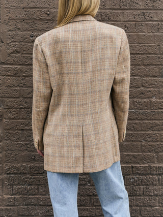 Lightweight Plaid Blazer in Beige Multi