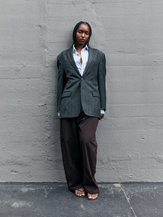 Vintage Oversized Plaid Blazer in Gray Multi