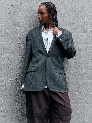 Vintage Oversized Plaid Blazer in Gray Multi