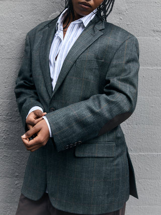 Vintage Oversized Plaid Blazer in Gray Multi