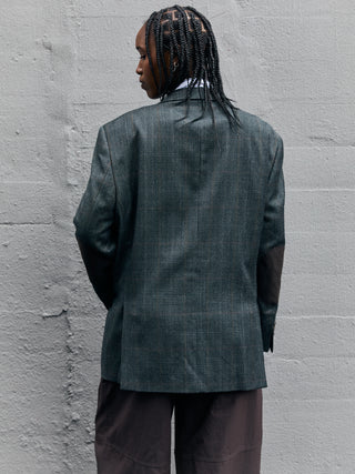 Vintage Oversized Plaid Blazer in Gray Multi