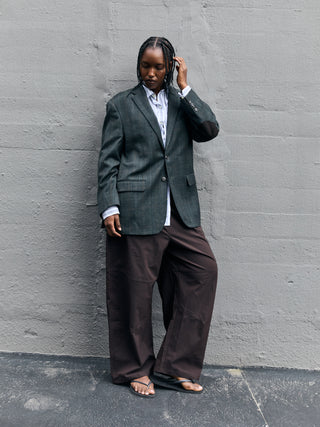Vintage Oversized Plaid Blazer in Gray Multi