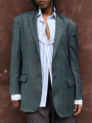 Vintage Oversized Plaid Blazer in Gray Multi