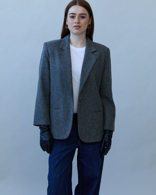 Feminine Fit Wool Blazer in Dark Gray