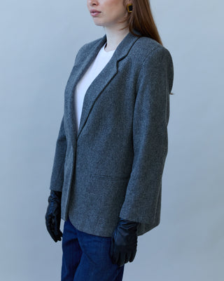 Feminine Fit Wool Blazer in Dark Gray
