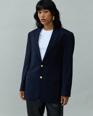 Vintage Blazer with Gold Buttons in Navy
