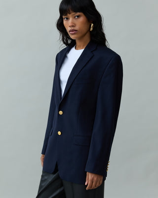 Vintage Blazer with Gold Buttons in Navy