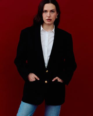 Classic Blazer with Gold Buttons in Black