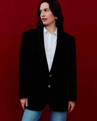 Classic Blazer with Gold Buttons in Black