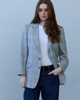 Vintage Classic Blazer in Gray Plaid