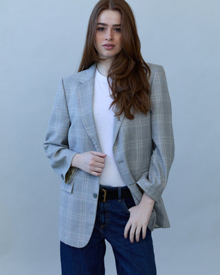 Vintage Classic Blazer in Gray Plaid