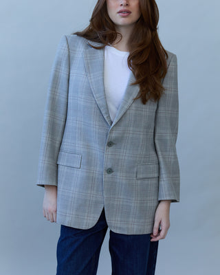 Vintage Classic Blazer in Gray Plaid