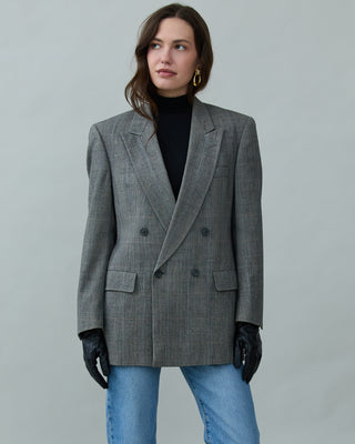 Double-breasted Wool Blazer in Gray