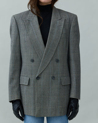 Double-breasted Wool Blazer in Gray