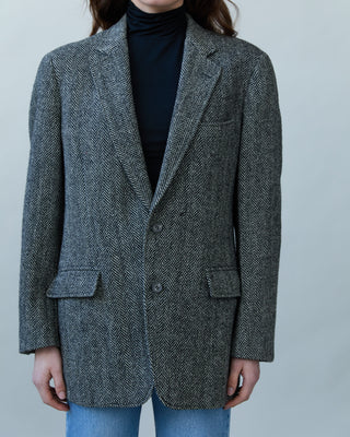 Vintage Herringbone Blazer in Black and White