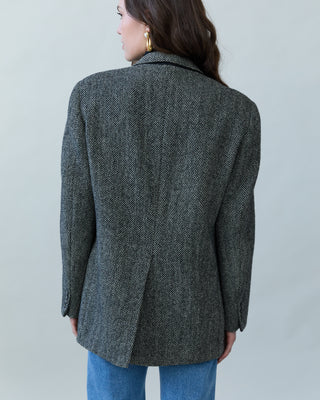 Vintage Herringbone Blazer in Black and White