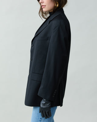 Vintage Sleek Wool Blazer in Black