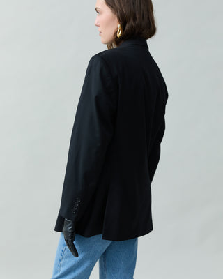 Vintage Sleek Wool Blazer in Black