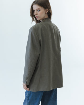 Custom Wool Double-Breasted Blazer in Taupe