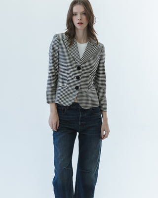Giorgio Armani Cropped Blazer in Black & White Plaid