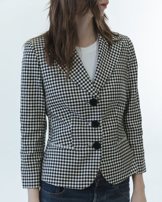Giorgio Armani Cropped Blazer in Black & White Plaid