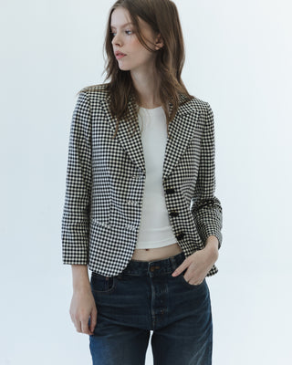 Giorgio Armani Cropped Blazer in Black & White Plaid