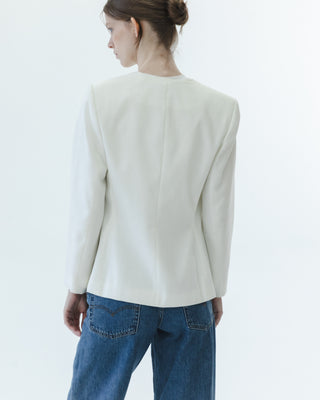 White Collarless Blazer