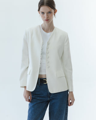 White Collarless Blazer