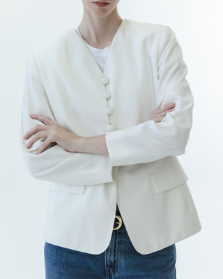 White Collarless Blazer