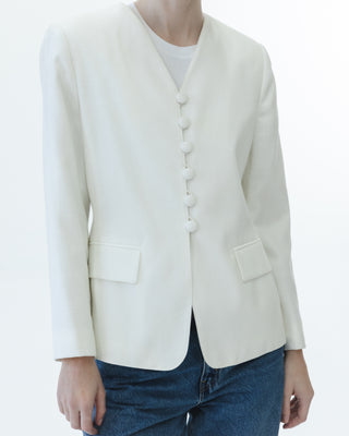 White Collarless Blazer
