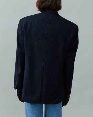 Vintage Wool Blazer in Navy Pinstripe