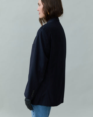 Vintage Wool Blazer in Navy Pinstripe