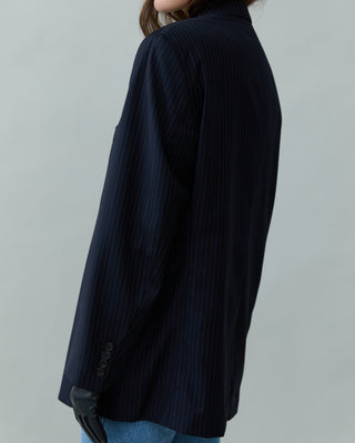 Vintage Wool Blazer in Navy Pinstripe