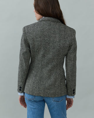 Vintage Fitted Waist Herringbone Blazer