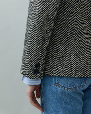 Vintage Fitted Waist Herringbone Blazer