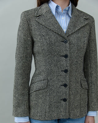 Vintage Fitted Waist Herringbone Blazer