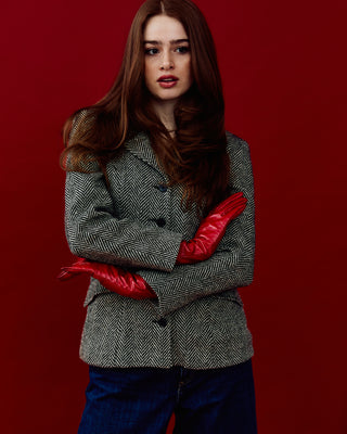 Vintage Fitted Waist Herringbone Blazer