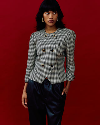 Vintage Cropped Houndstooth Jacket