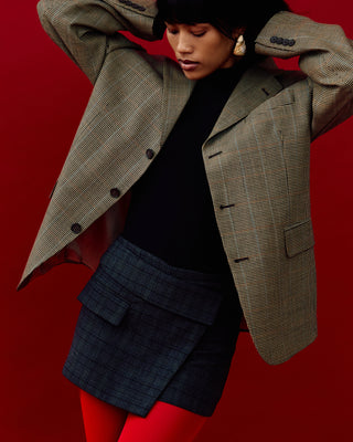 Vintage Wool Blazer in Houndstooth Multi