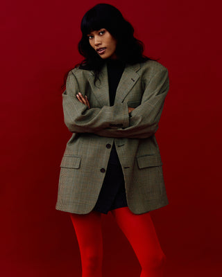 Vintage Wool Blazer in Houndstooth Multi