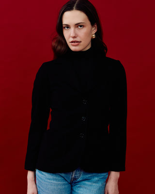 Vintage Fitted Wool Blazer in Black