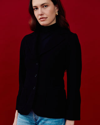 Vintage Fitted Wool Blazer in Black