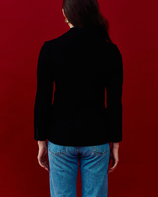 Vintage Fitted Wool Blazer in Black