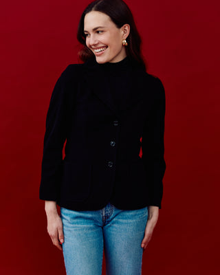 Vintage Fitted Wool Blazer in Black