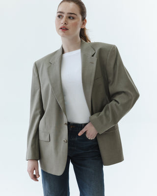 Oversized Wool Blazer in Taupe
