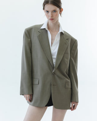 Oversized Wool Blazer in Taupe