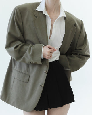 Oversized Wool Blazer in Taupe